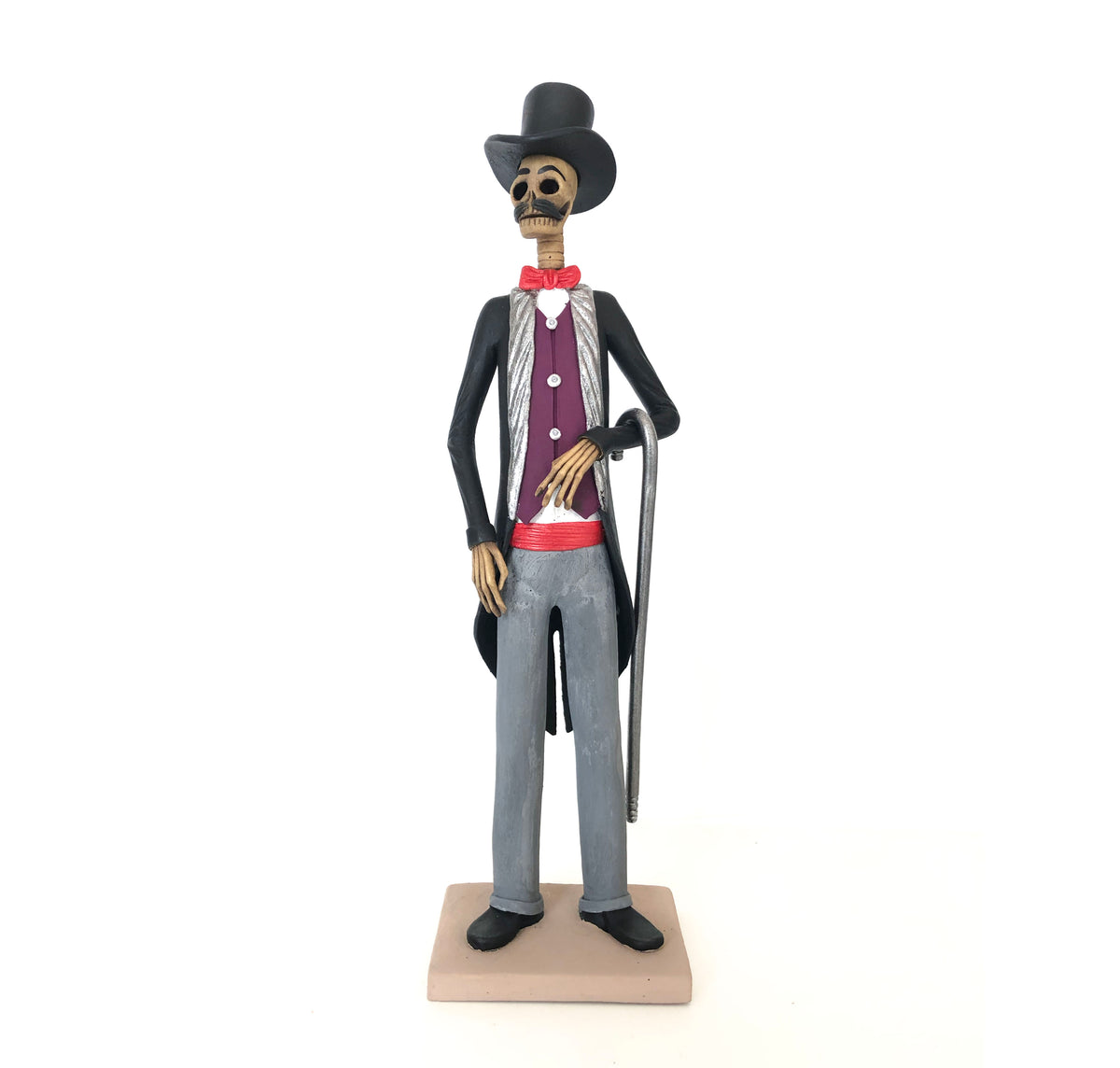 Catrin Elegante con bastón - 30 cm. 12 in. Catrina