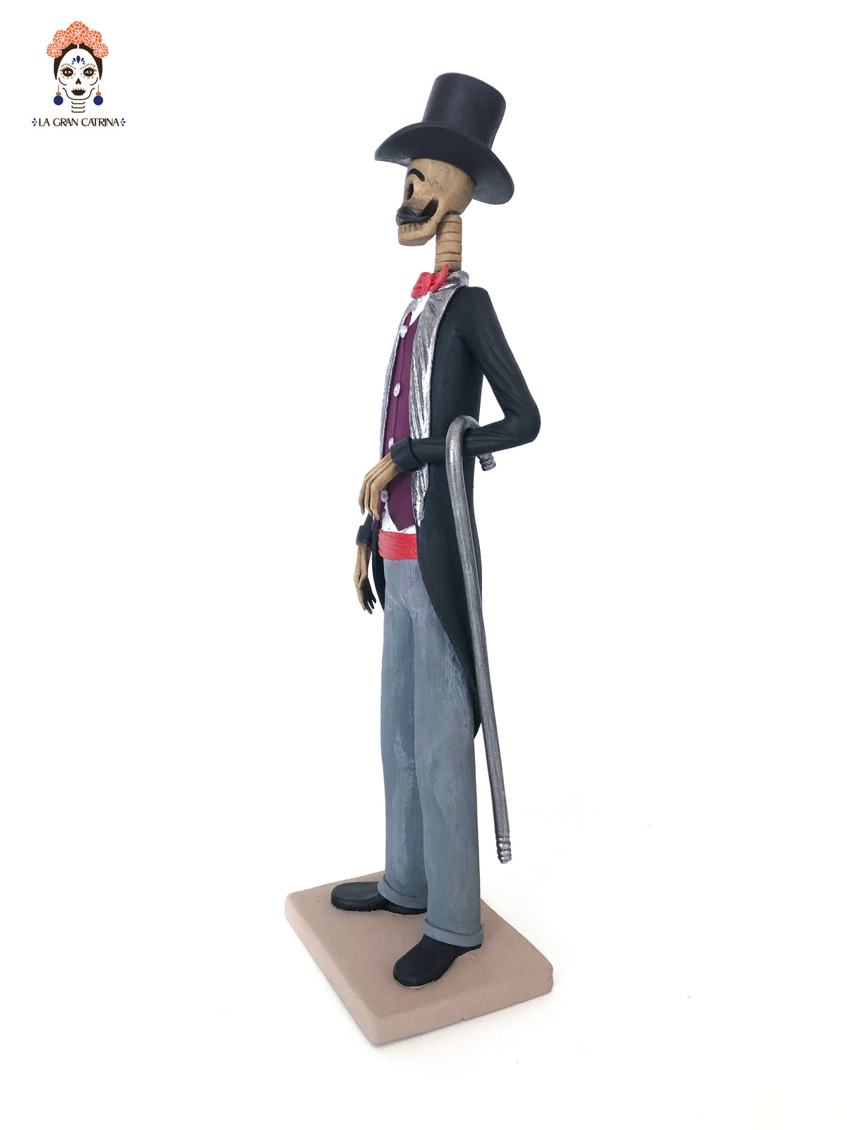 Catrin Elegante con bastón - 30 cm. 12 in. Catrina