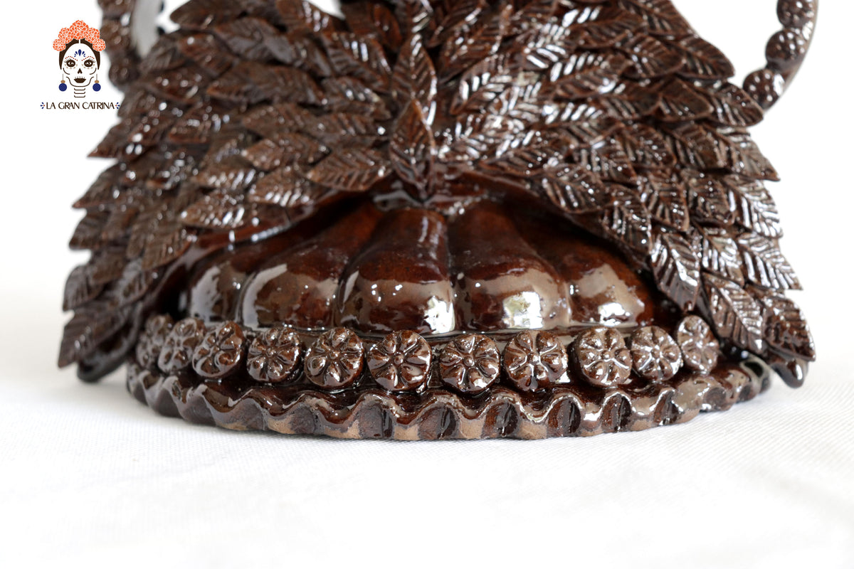 Copalero alado marrón - Barro vidriado - 23.5 cm. 9.5 in.