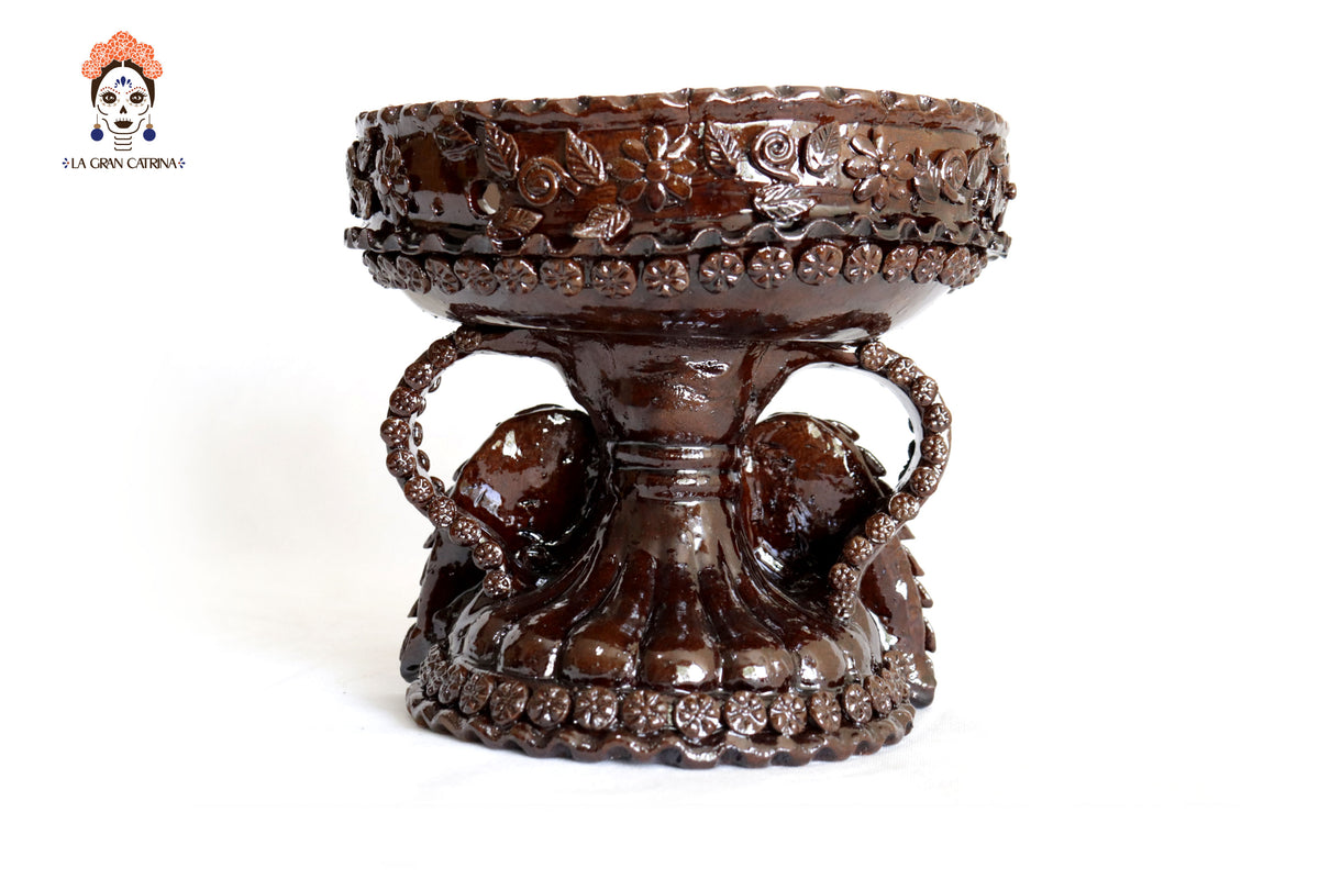 Copalero alado marrón - Barro vidriado - 23.5 cm. 9.5 in.