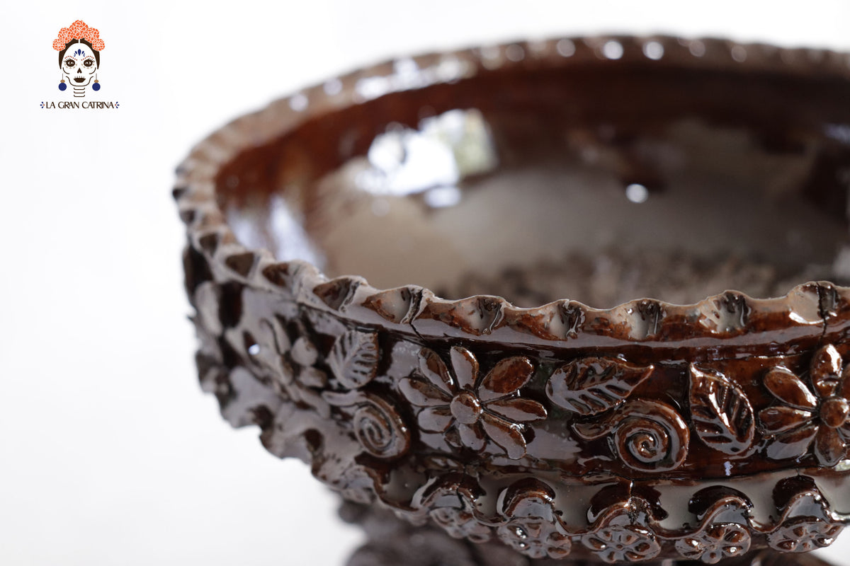 Copalero alado marrón - Barro vidriado - 23.5 cm. 9.5 in.