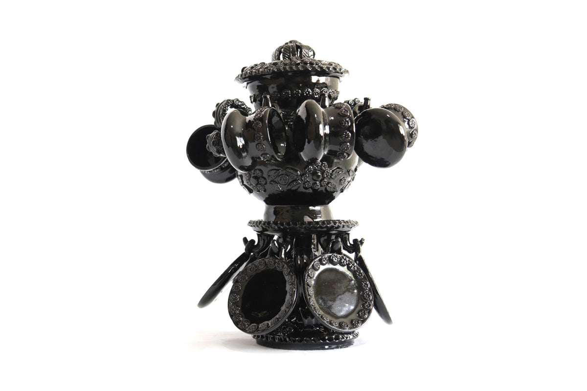 Ponchera con platos y tazas - Barro vidriado - 47 cm. 19 in.