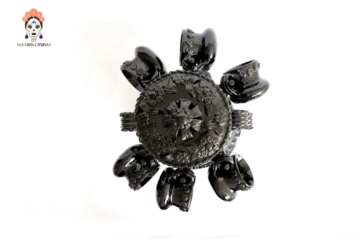 Ponchera con platos y tazas - Barro vidriado - 47 cm. 19 in.