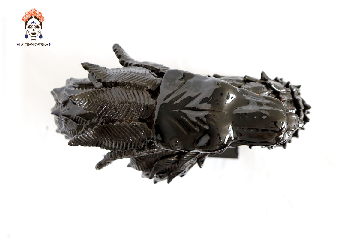 Quetzalcóatl negro - Barro vidriado - 34 cm. 14 in.