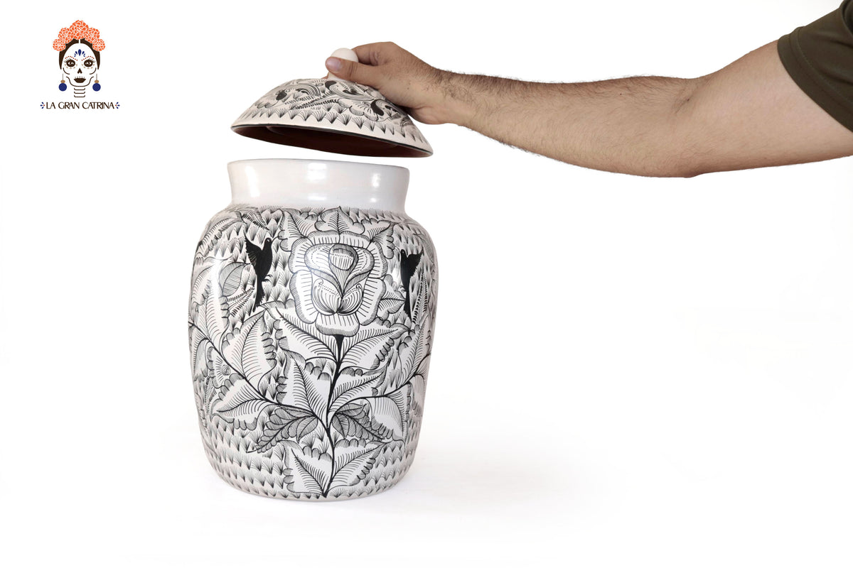 Cantaro Flores y Aves - Huancito - 46.5 cm. 18.3 In.