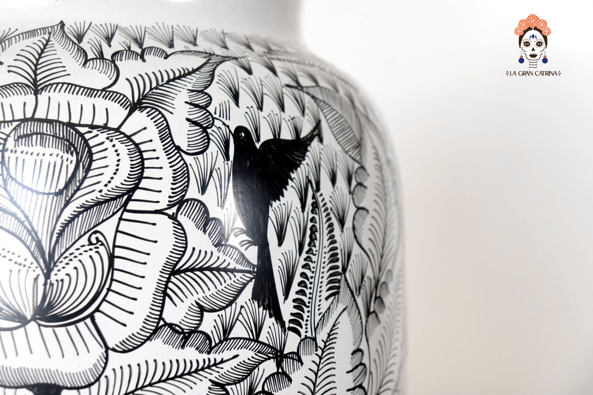 Cantaro Flores y Aves - Huancito - 46.5 cm. 18.3 In.