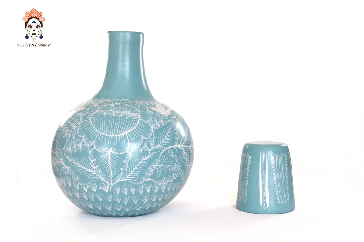 Jarrón de follaje verde con aves - Huancito - 29.5 cm. 11.6 In.