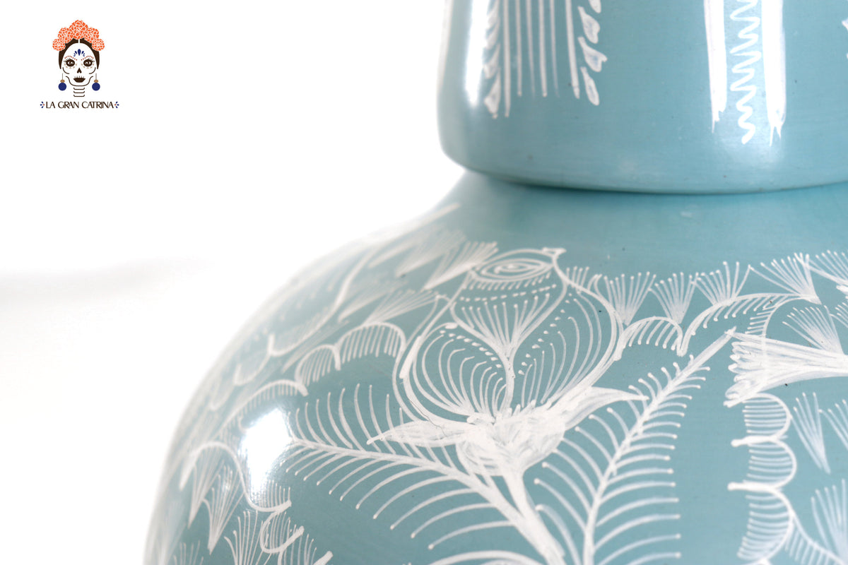 Jarrón de follaje verde con aves - Huancito - 29.5 cm. 11.6 In.