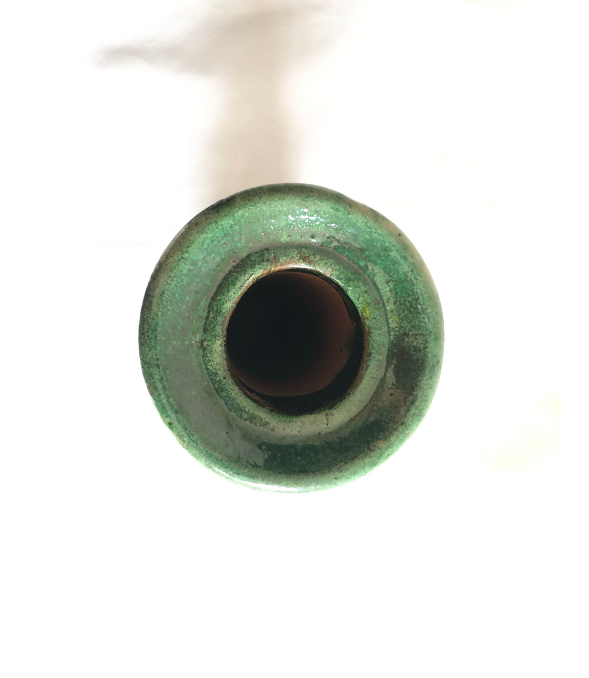 Porta Cirio Verde - Barro vidriado - 38 cm. 15 in. Candelabros