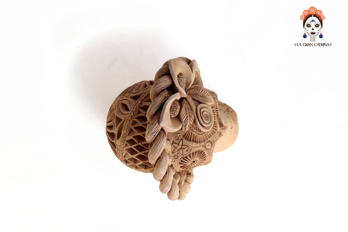 Cráneo Natural con Flores - 20 cm. 7.9 in.