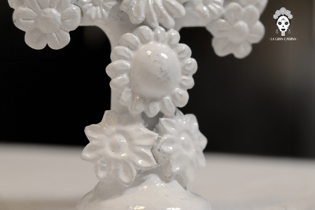 Cruz blanca - Barro vidriado - 14 cm. 5.7 in.