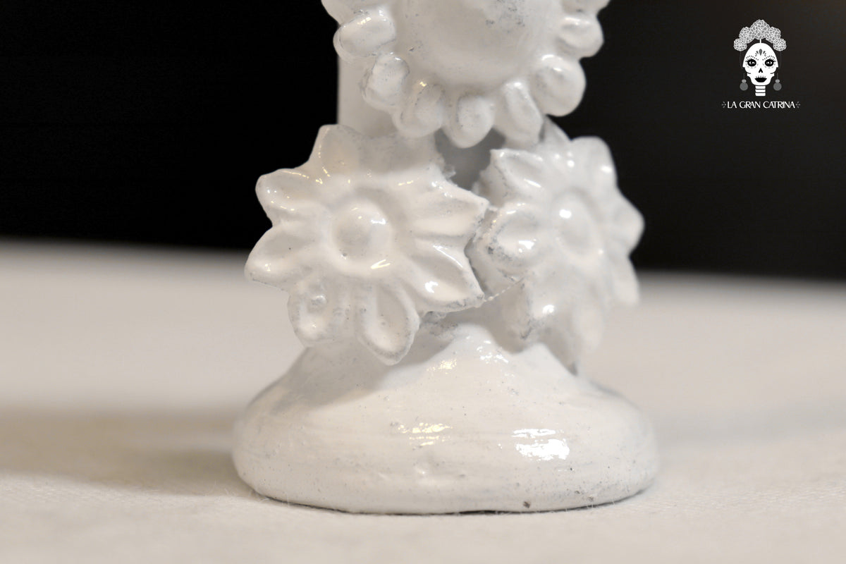 Cruz blanca - Barro vidriado - 14 cm. 5.7 in.