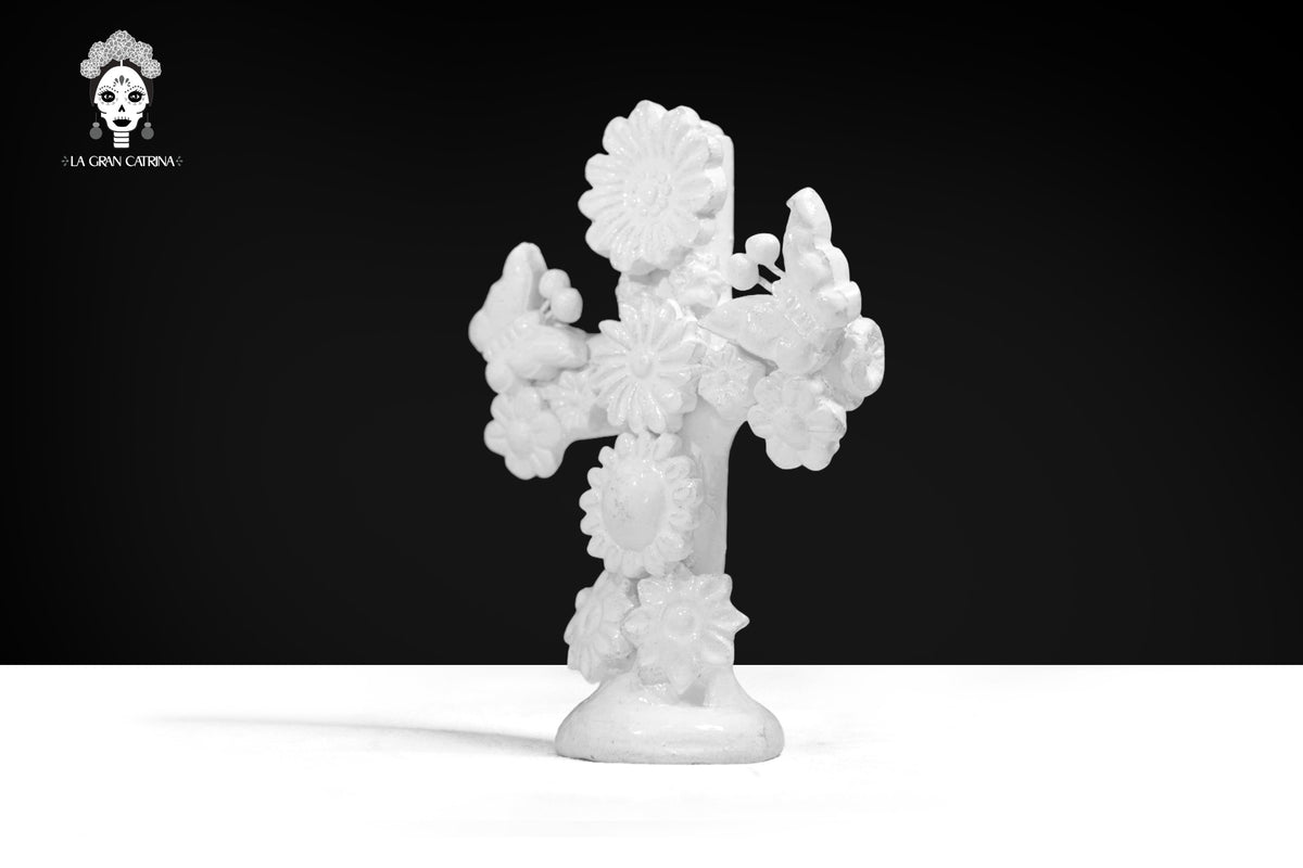 Cruz blanca - Barro vidriado - 14 cm. 5.7 in.