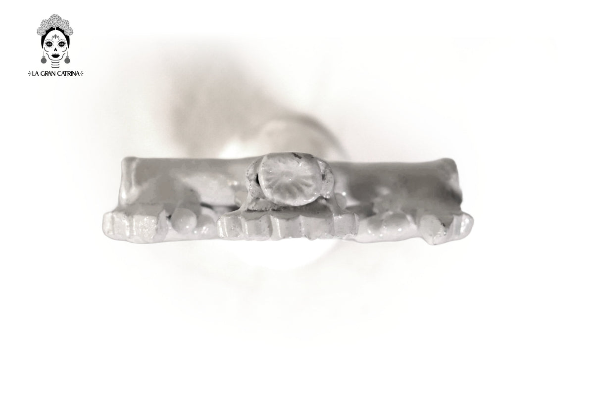 Cruz blanca - Barro vidriado - 14 cm. 5.7 in.