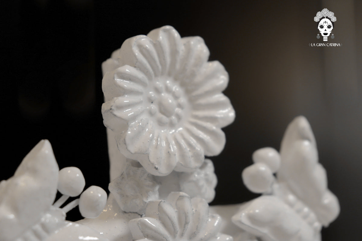 Cruz blanca - Barro vidriado - 14 cm. 5.7 in.