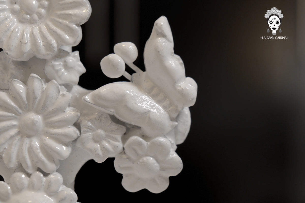 Cruz blanca - Barro vidriado - 14 cm. 5.7 in.