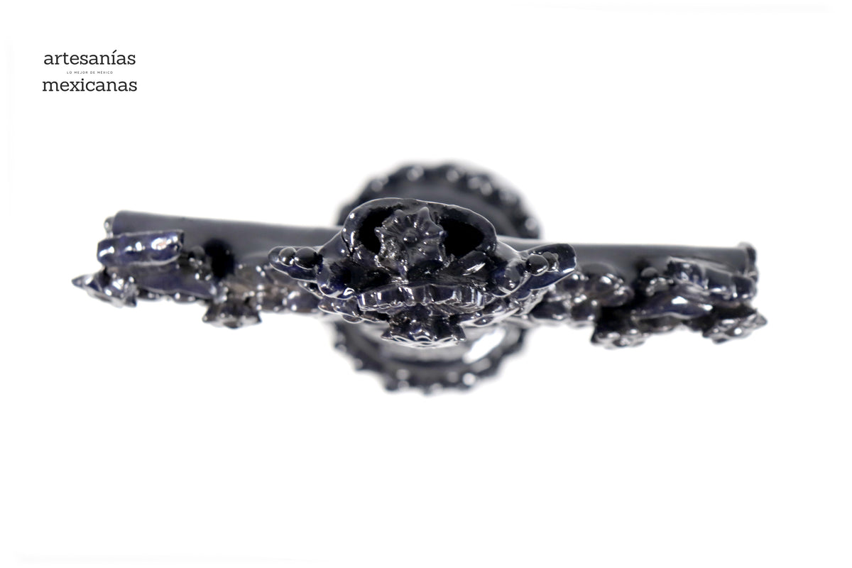 Cruz azul - Barro vidriado - 32 cm. 12.5 in.