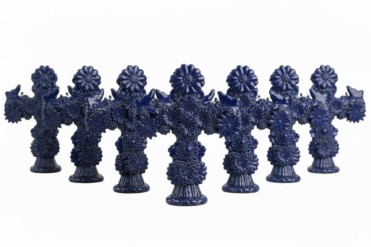 Cruz de Barro vidriado - 25 cm. 10 in. - Artesanía Mexicana al Mayoreo