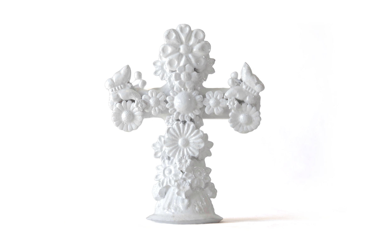 Set de 5 Cruces blancas - Barro vidriado - 45 cm. 18 in.