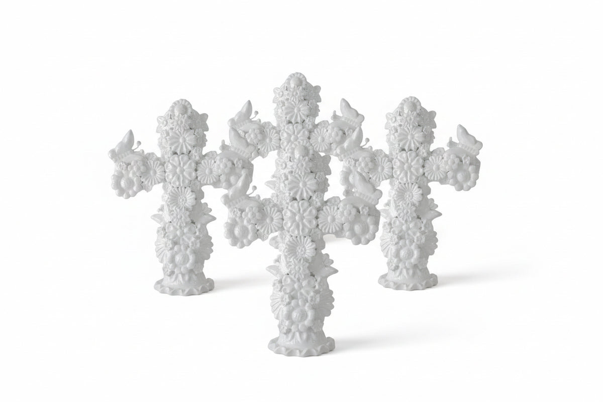 Cruz de Barro vidriado - 25 cm. 10 in. - Artesanía Mexicana al Mayoreo