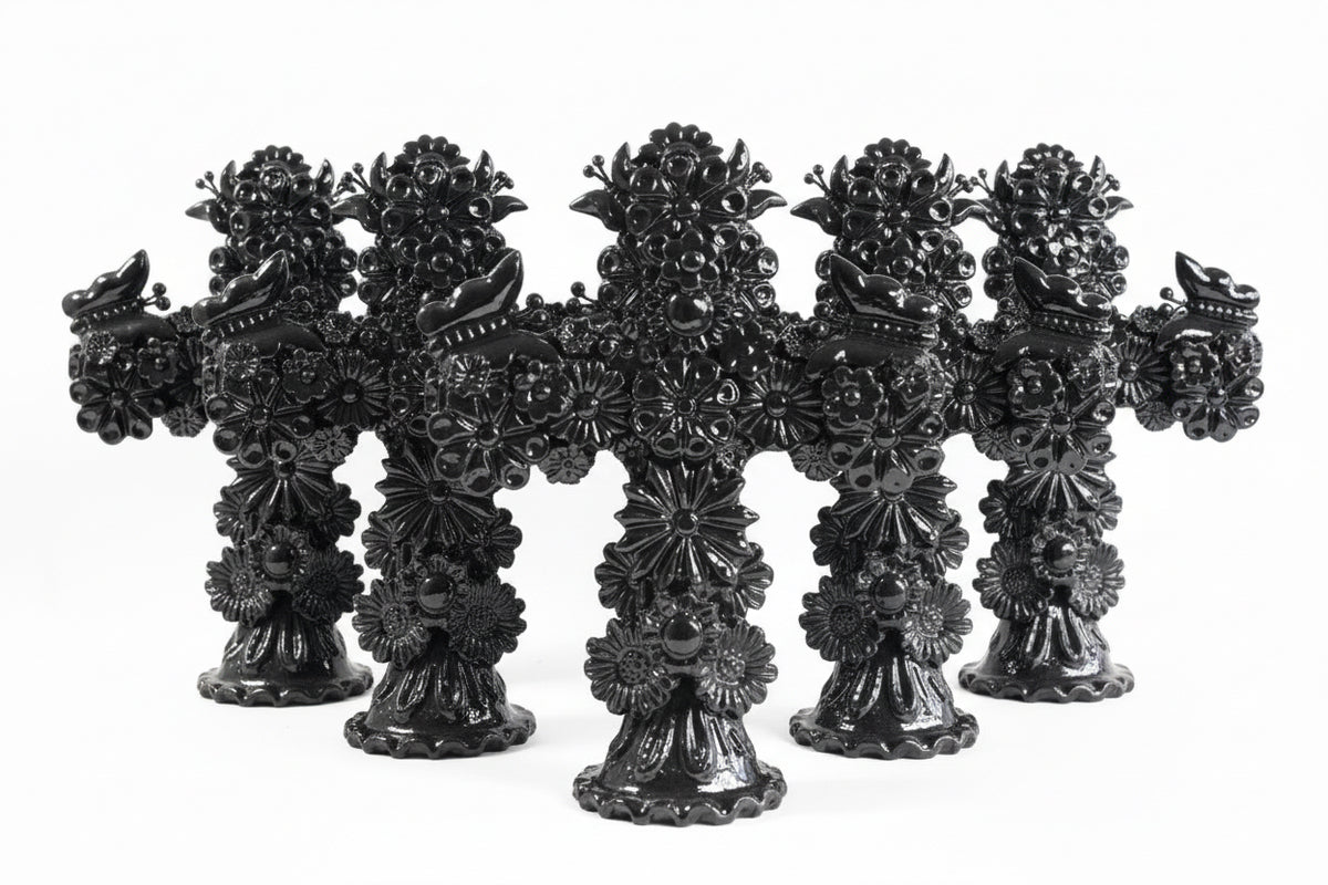 Cruz de Barro vidriado - 25 cm. 10 in. - Artesanía Mexicana al Mayoreo