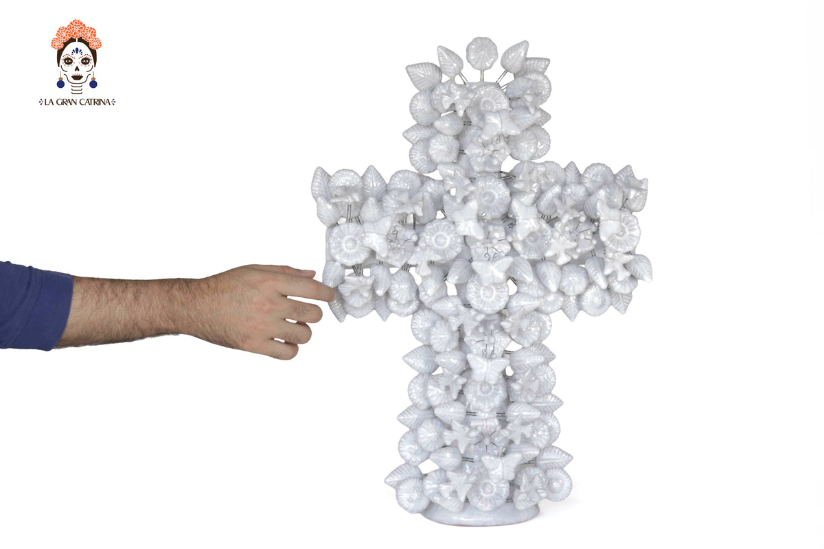 Cruz blanca - Barro vidriado - 50 cm. 19.6 in.