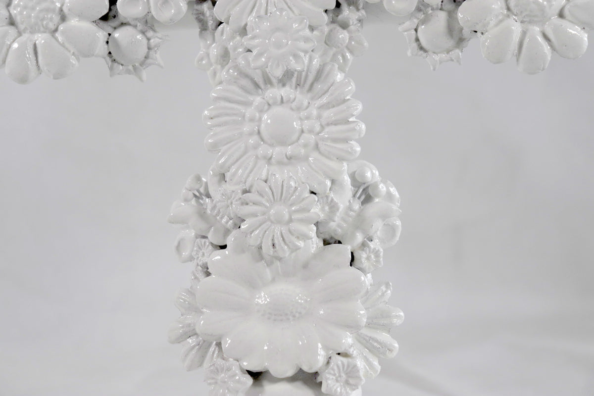 Cruz blanca de 32 cm - Barro vidriado