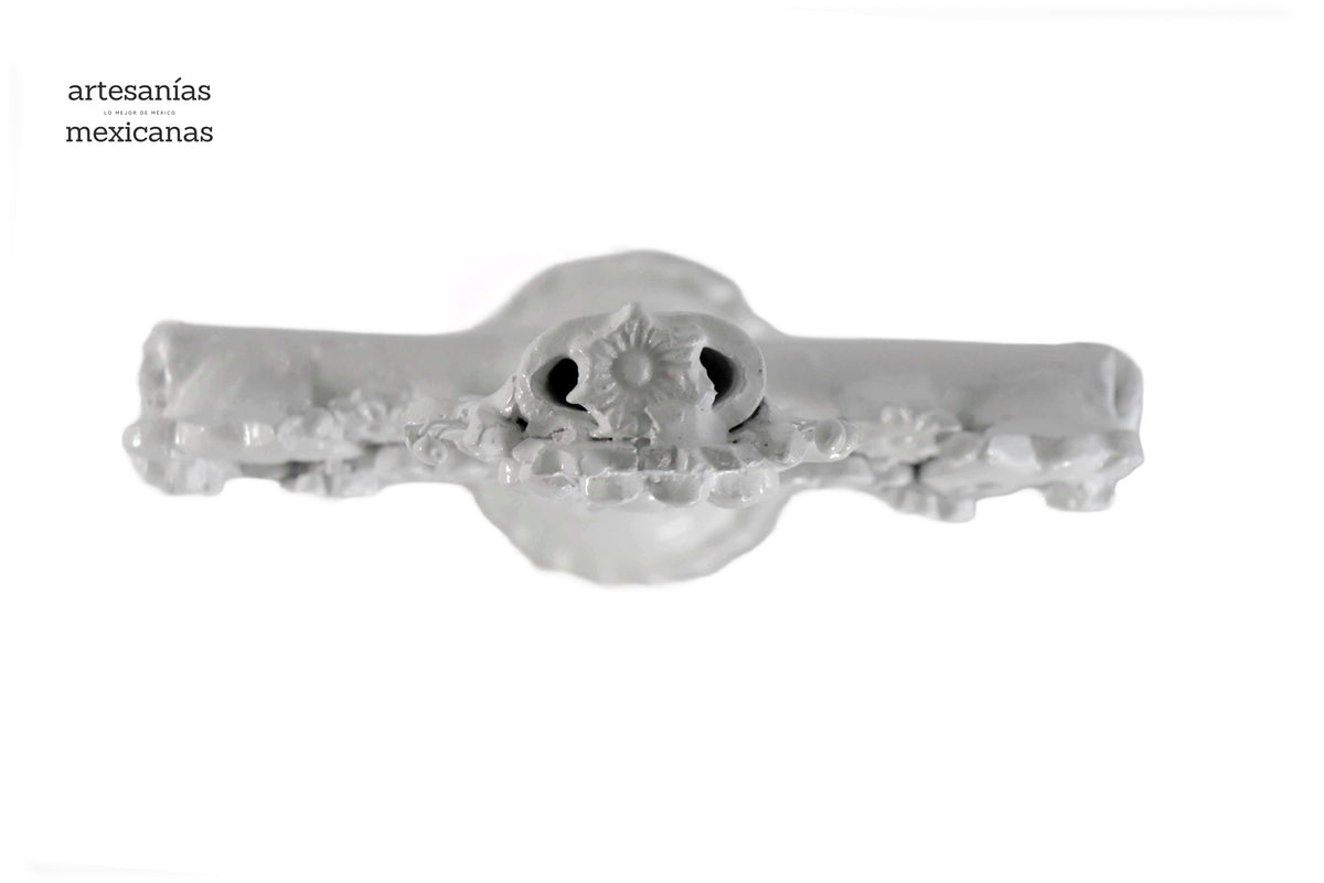 Cruz blanca de 32 cm - Barro vidriado