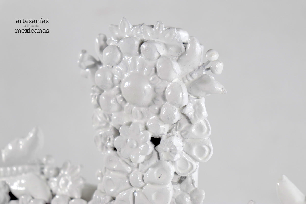 Cruz blanca de 32 cm - Barro vidriado