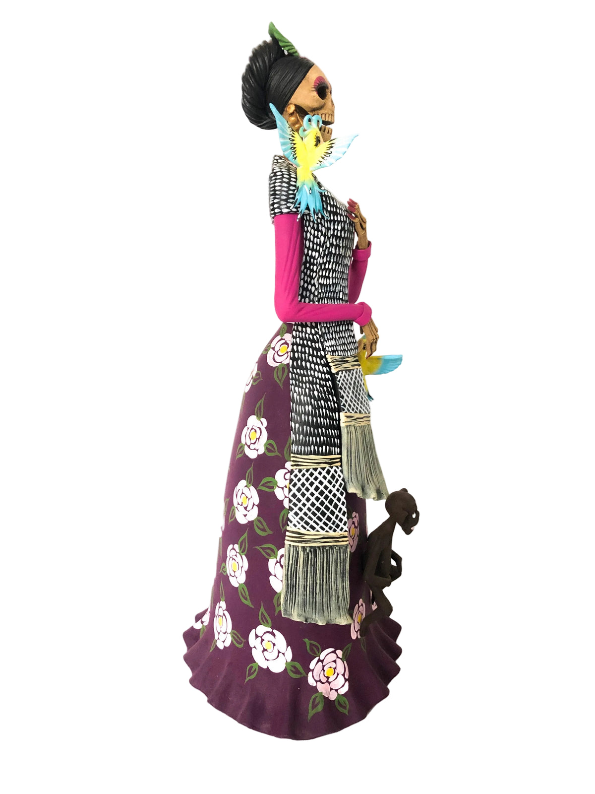 Catrina de Frida Kahlo - Loros y Chango - 35 cm. 14 in. Catrina