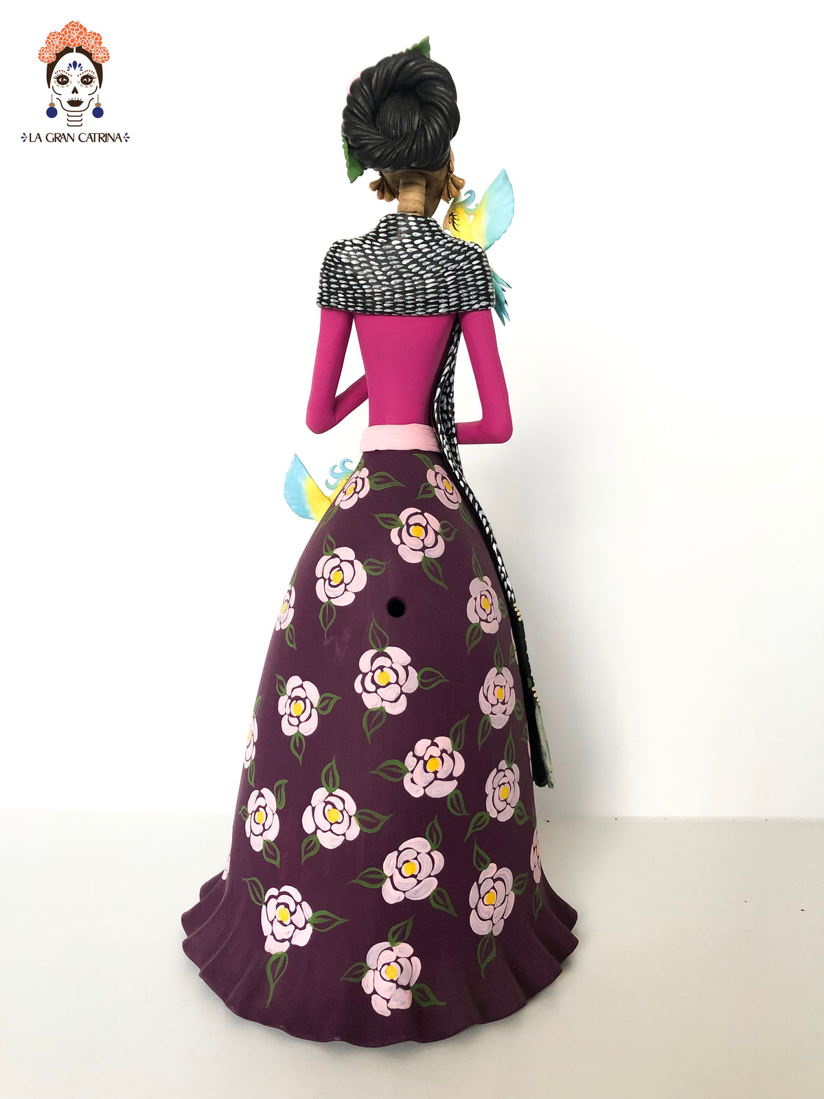 Catrina de Frida Kahlo - Loros y Chango - 35 cm. 14 in. Catrina