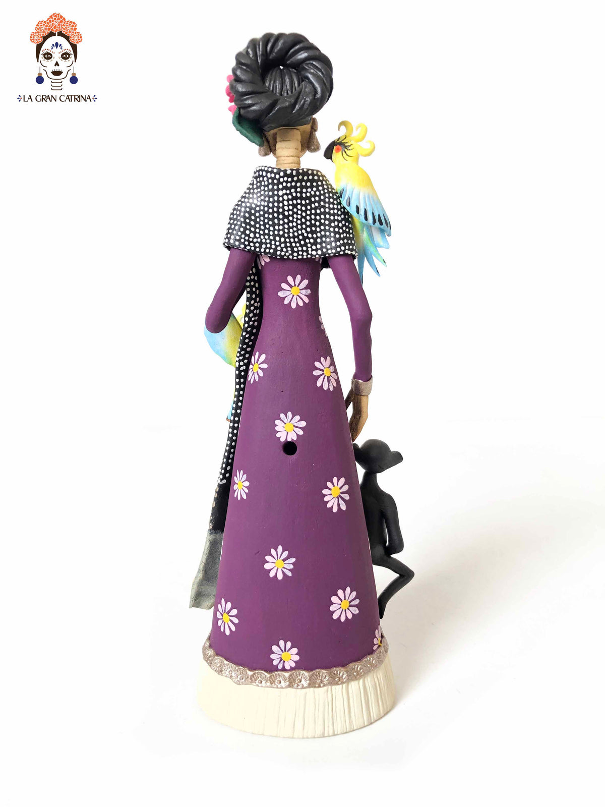Frida con loros y chango - 25 cm. 10 in. Catrina