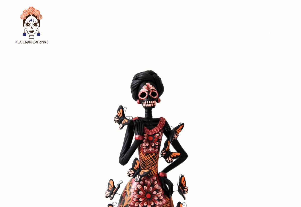 Catrina de mariposas naranjas - 30 cm. 12 in. Catrina