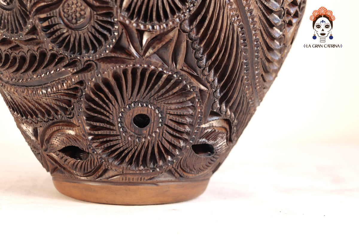 Jarrón Café "Arena" de Barro Negro - 37 cm. 14.5 in