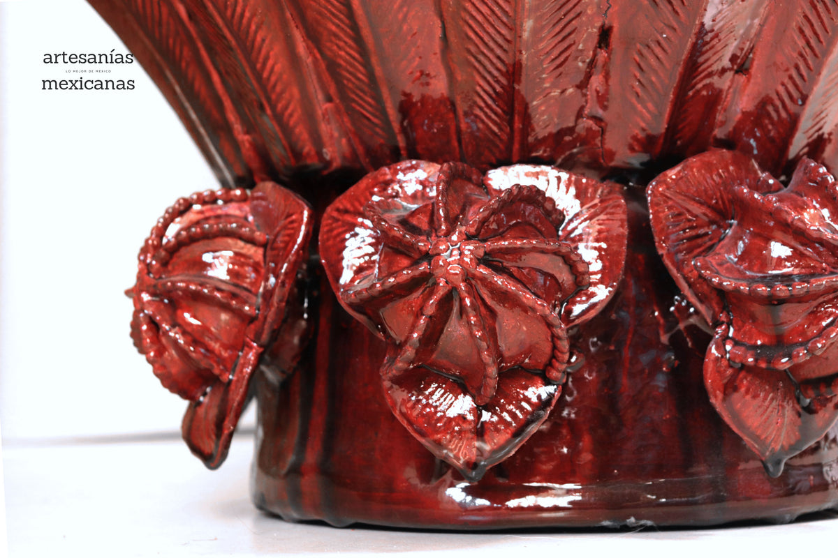 Piña michoacana de barro - Flor de Jamaica - 101 cm. 40 in. - Sobre pedido