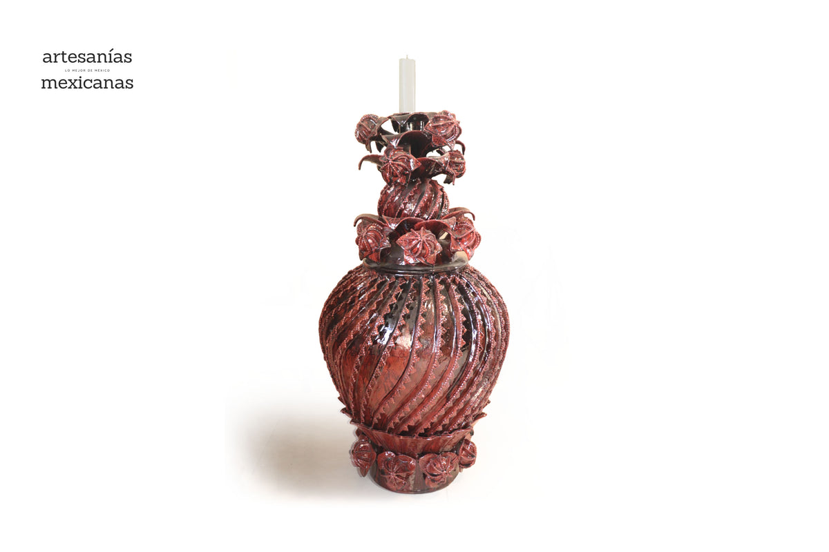 Piña michoacana de barro - Flor de Jamaica - 101 cm. 40 in. - Sobre pedido