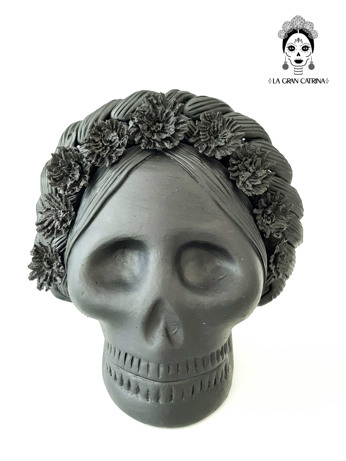 Maceta negra grande estilo Catrina Maceta