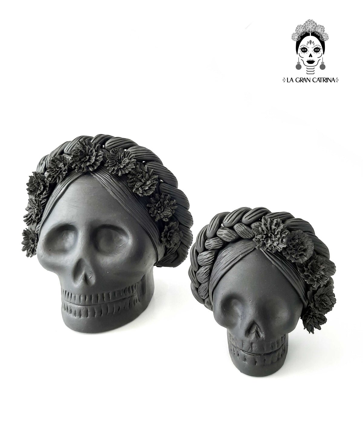 Maceta negra grande estilo Catrina Maceta