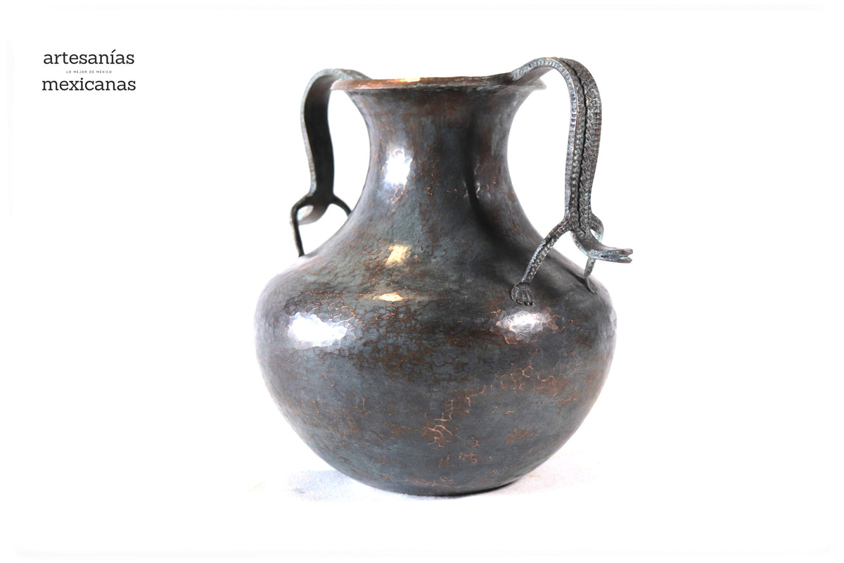 Jarrón de doble asa - Lagartos - 27 cm. 11 in.