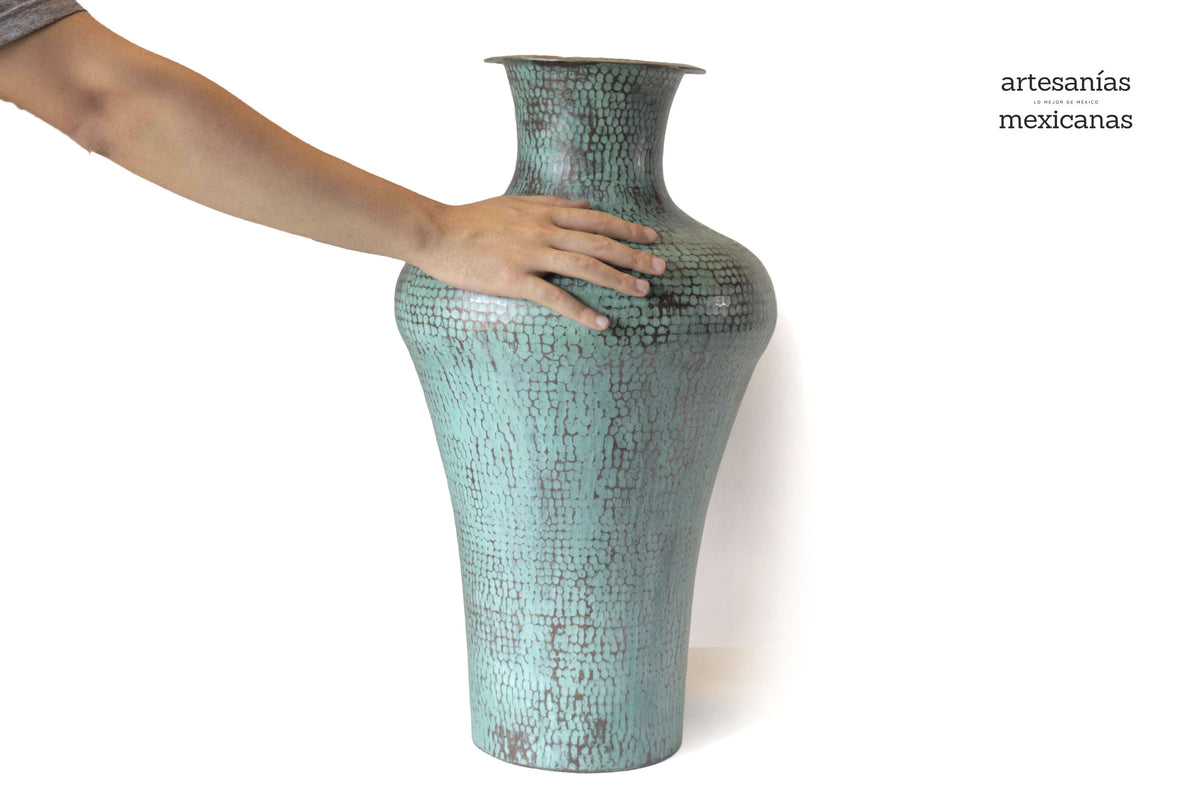 Florero de cobre turquesa - 57.5 cm. 23 in. - Sobre Pedido