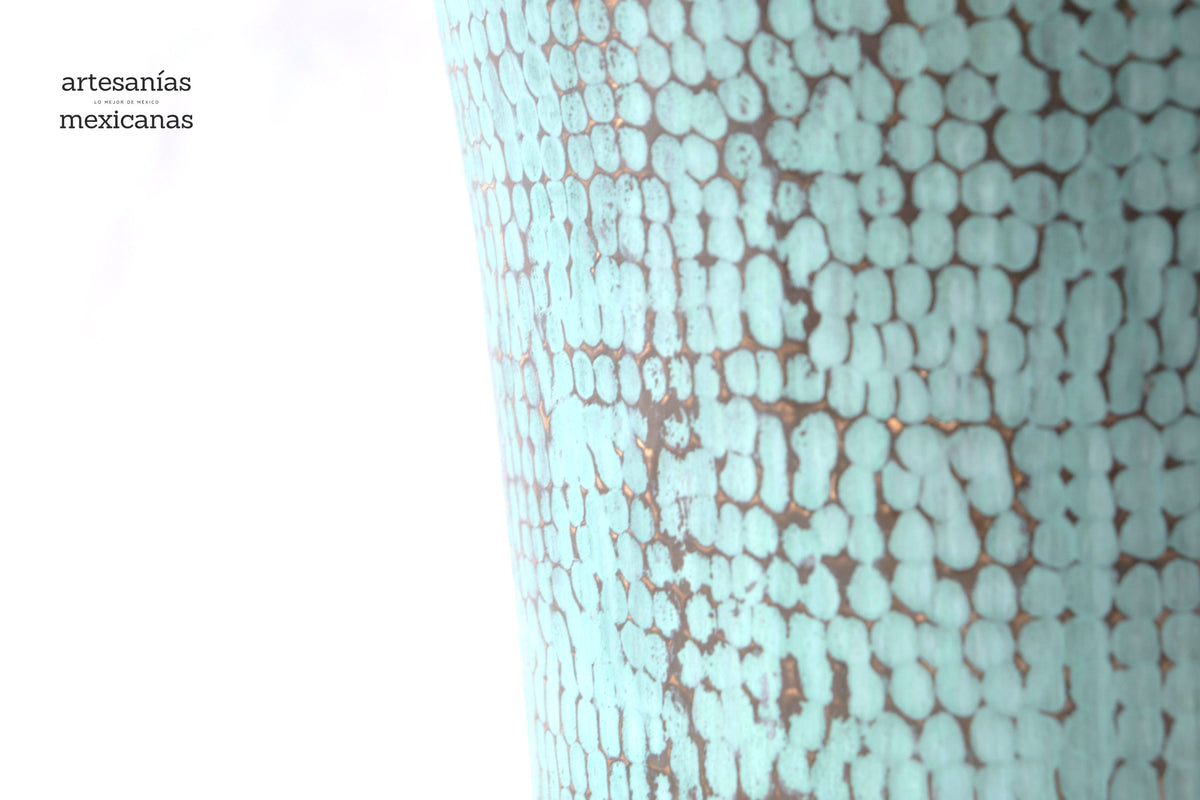 Florero de cobre turquesa - 57.5 cm. 23 in. - Sobre Pedido