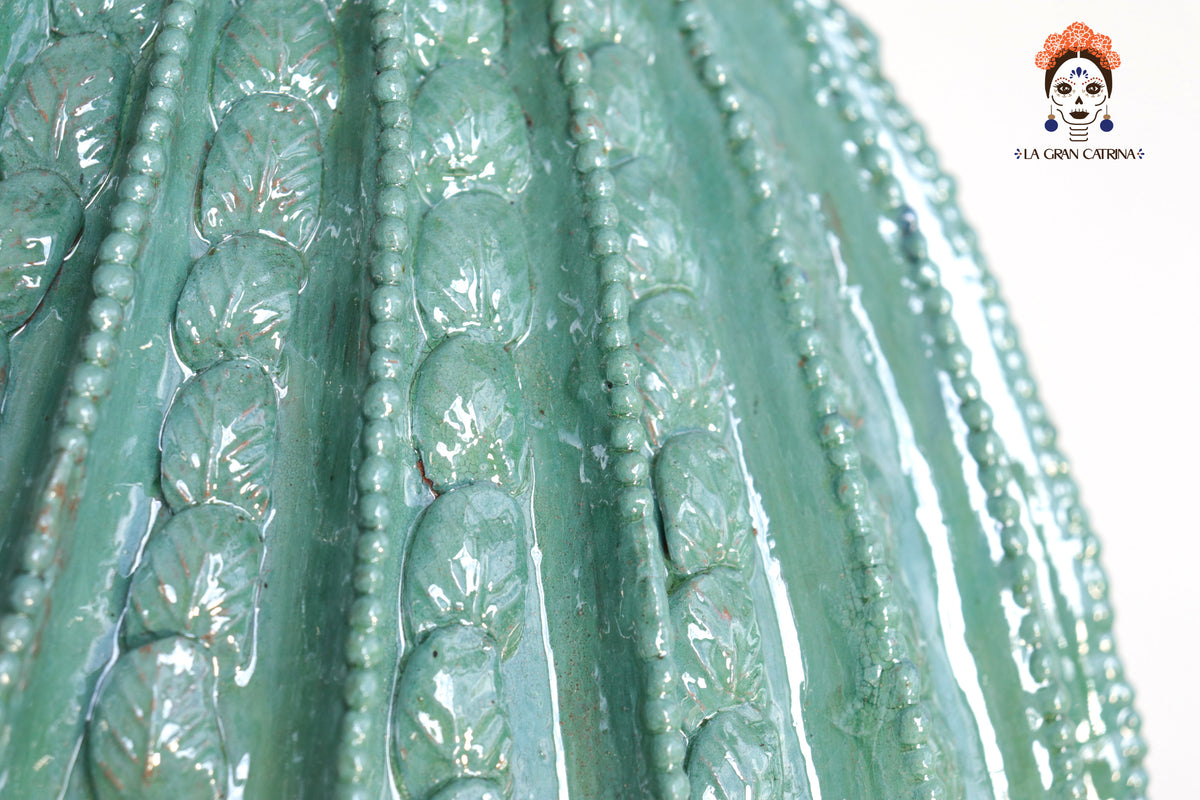Piña Michoacana Turquesa Biznaga con Hojas - 65 cm. 26 in.