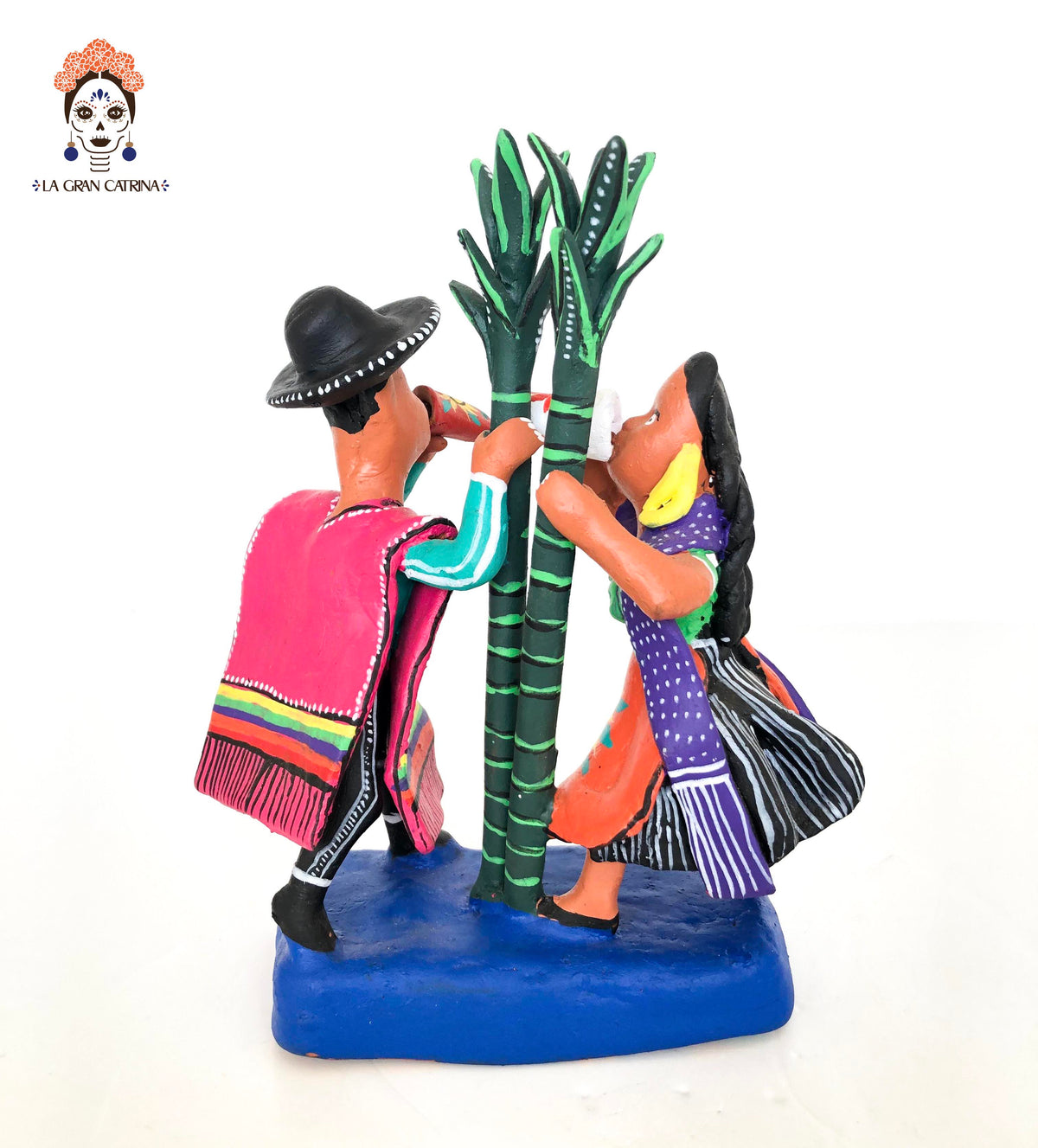 Ocumicho - Pareja celebrando la siembra - 19 cm. 8 in. Artesanía