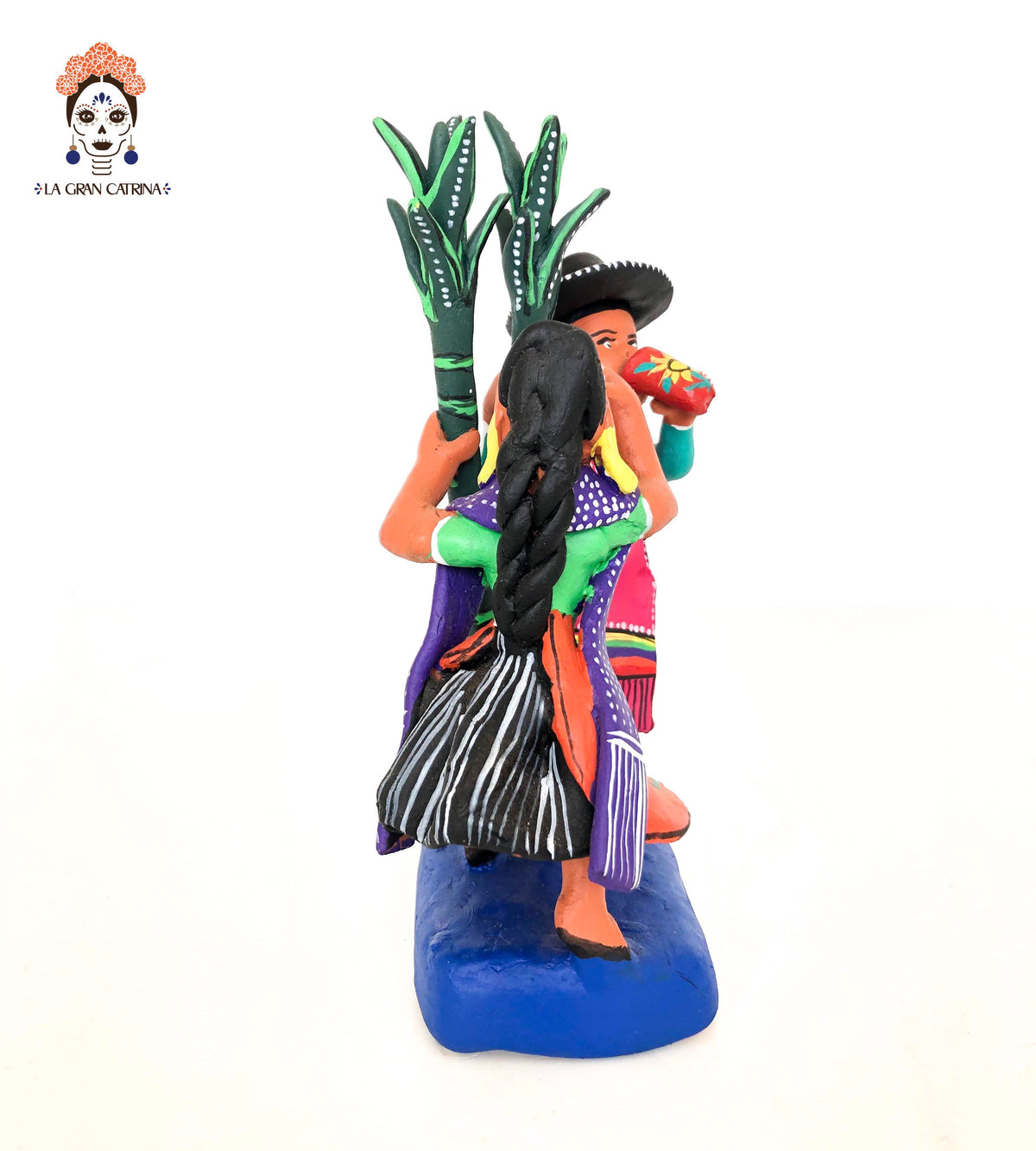 Ocumicho - Pareja celebrando la siembra - 19 cm. 8 in. Artesanía