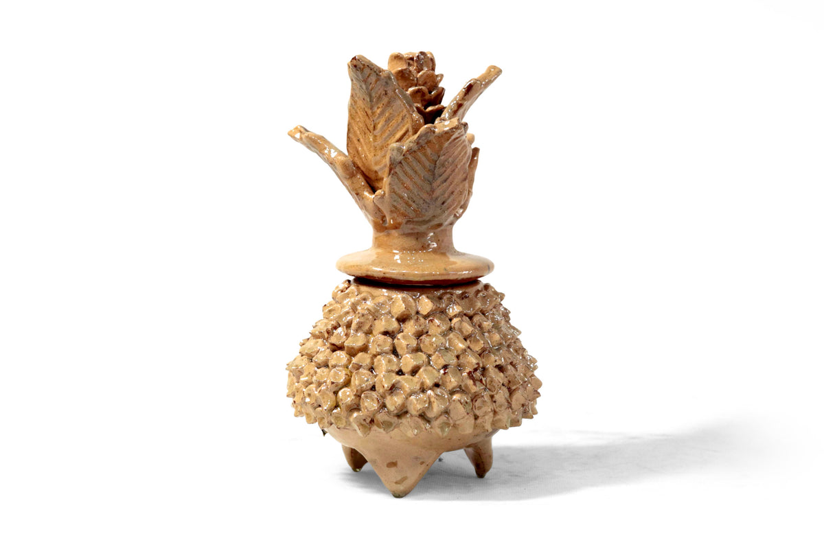 Piña beige de barro vidriado - 19 cm. 7.7 in. Piña