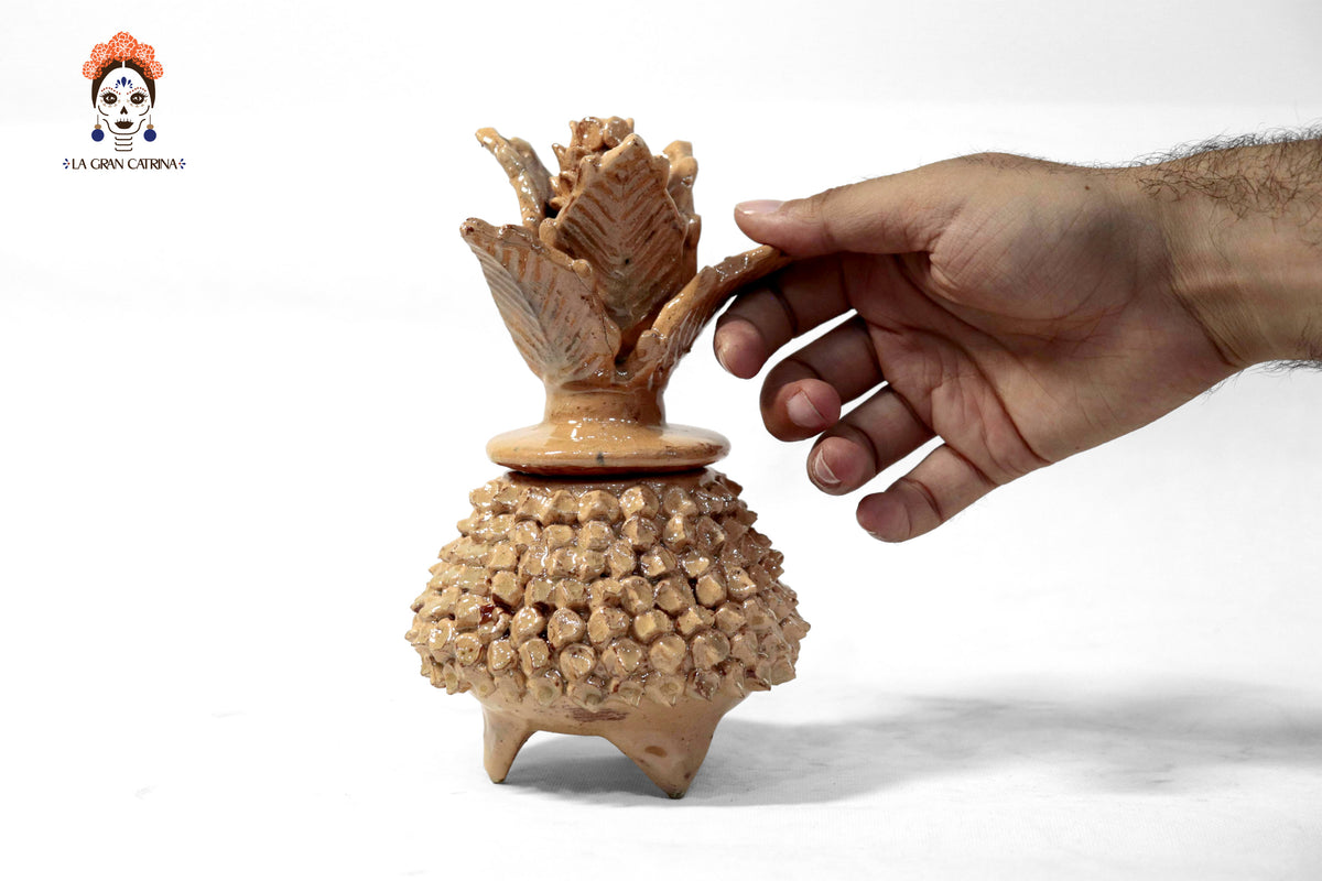 Piña beige de barro vidriado - 19 cm. 7.7 in. Piña