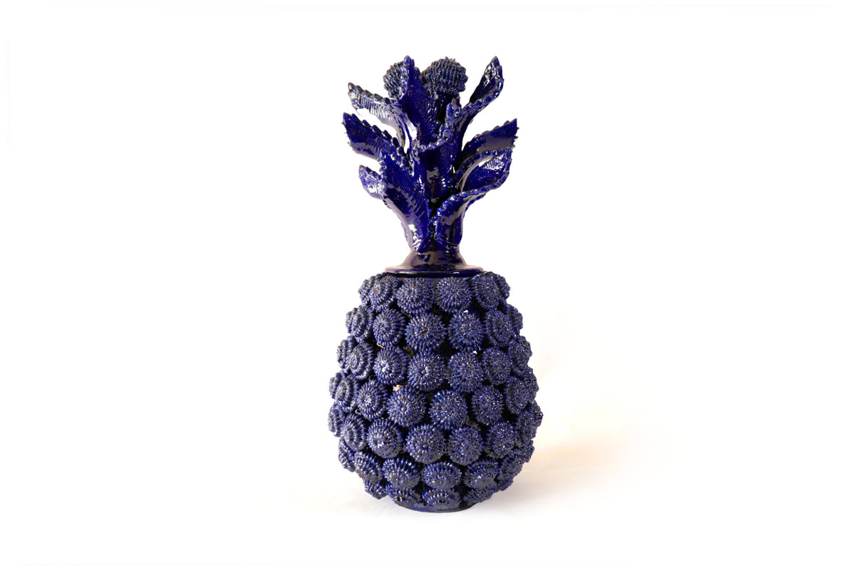 Piña michoacana de barro - Botones azules con tapa especial - 52 cm. 21 in. - Sobre Pedido