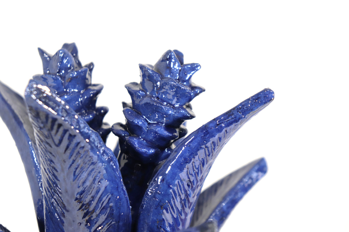 Piña michoacana de barro - Azul de biznaga - 32 cm. 13 in.