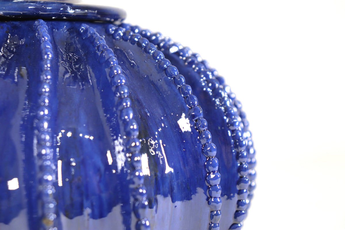 Piña michoacana de barro - Azul de biznaga - 32 cm. 13 in.