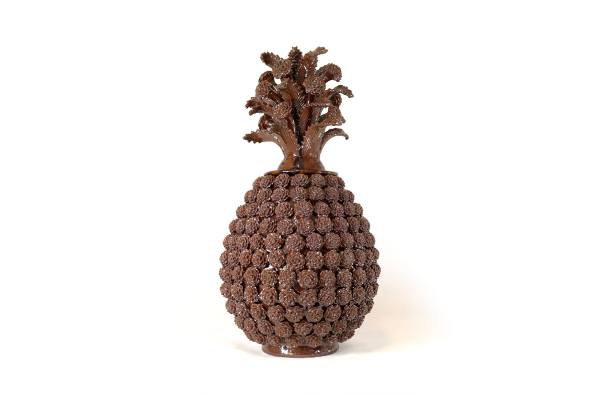 Piña michoacana de barro - Rosales marrones - 66 cm. 26 in. - Sobre Pedido Piña